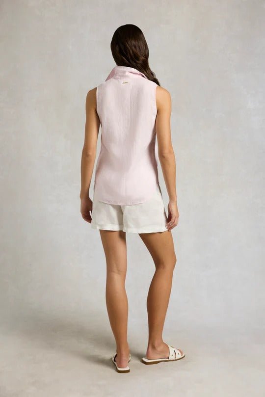 Young Ideas & Henmores -Sleeveless Amalfi Linen Shirt -Powder Pink -XS