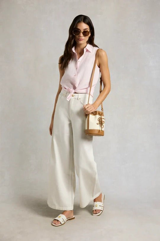 Young Ideas & Henmores -Sleeveless Amalfi Linen Shirt -Powder Pink -XS