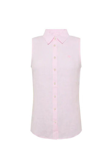 Young Ideas & Henmores -Sleeveless Amalfi Linen Shirt -Powder Pink -XS
