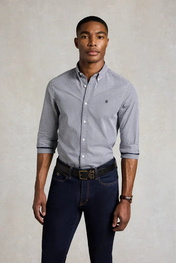 Young Ideas & Henmores - Slim Fit Button Down Shirt - Navy Gingham - M