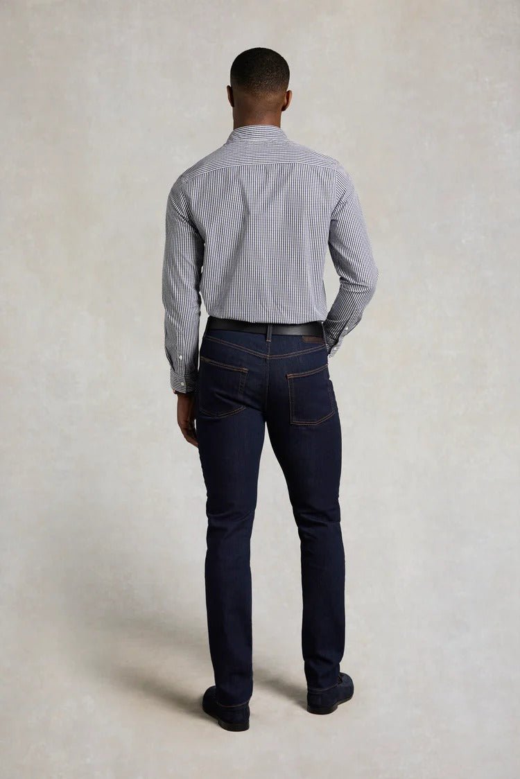 Young Ideas & Henmores - Slim Fit Button Down Shirt - Navy Gingham - M