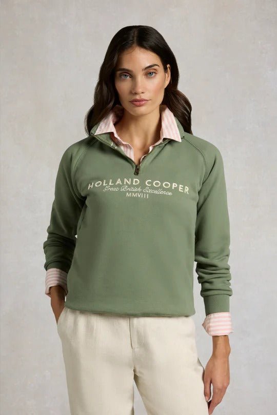 Young Ideas & Henmores - Sporting Goods Zip Henley - Sage - XS