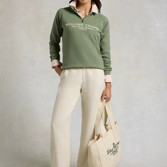 Young Ideas & Henmores - Sporting Goods Zip Henley - Sage - XS