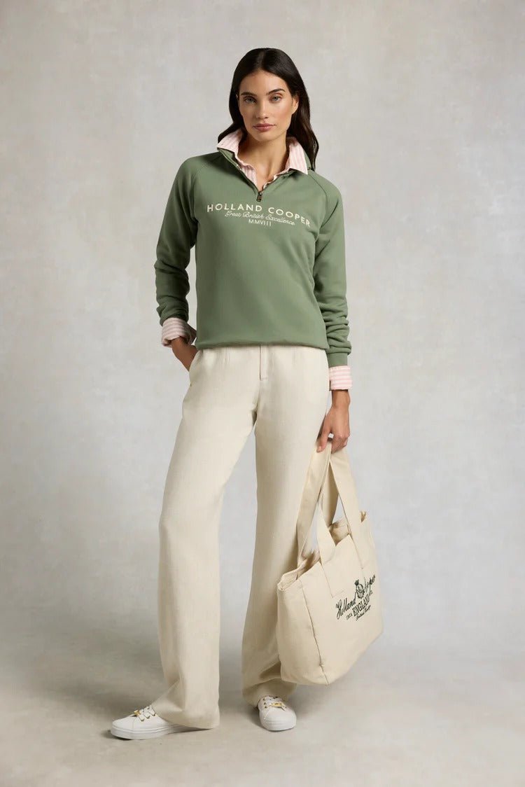Young Ideas & Henmores - Sporting Goods Zip Henley - Sage - XS