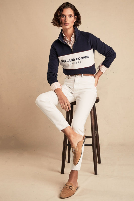 Young Ideas/Henmores - Sporting Heritage Zip Henley - Ink Navy - XS