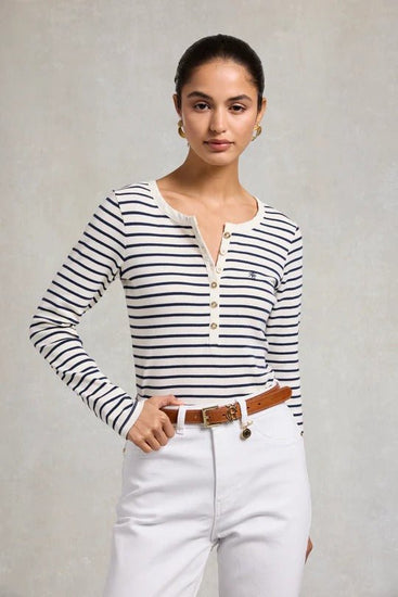 Young Ideas & Henmores - Striped Grandad Top - Ink Navy - XS
