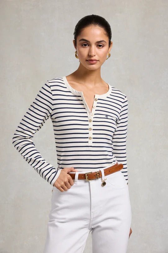 Young Ideas & Henmores - Striped Grandad Top - Ink Navy - XS