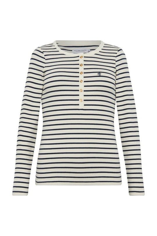 Young Ideas & Henmores - Striped Grandad Top - Ink Navy - XS