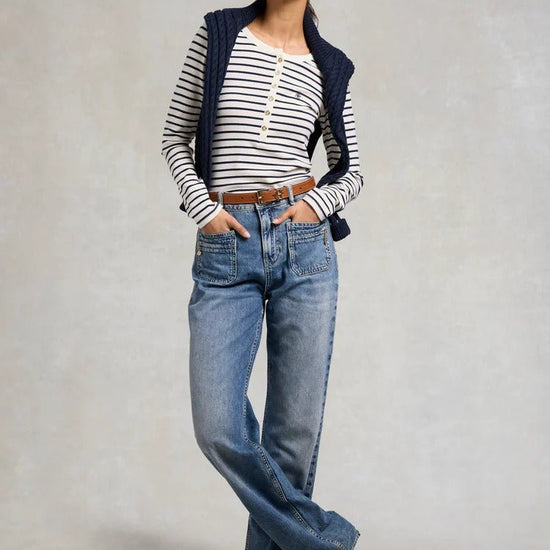 Young Ideas & Henmores - Striped Grandad Top - Ink Navy - XS