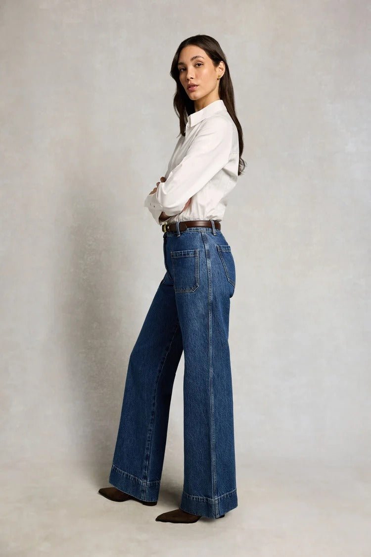 Young Ideas & Henmores -Tailored Flared Jean -Mid Denim -10R
