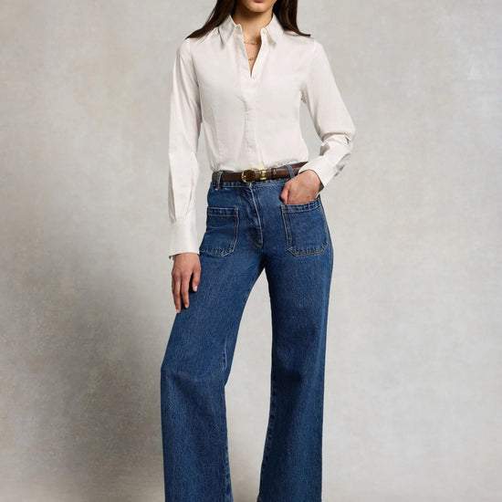 Young Ideas & Henmores -Tailored Flared Jean -Mid Denim -10R