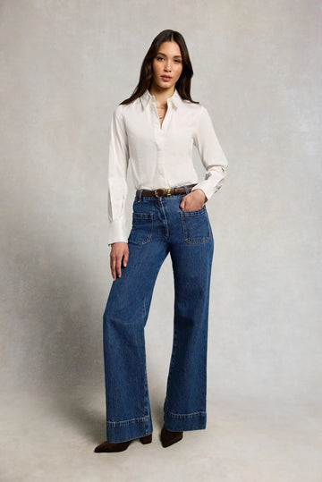 Young Ideas & Henmores -Tailored Flared Jean -Mid Denim -10R