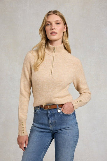 Young Ideas/Henmores - Tori Quarter Zip Knit - Light Camel - XS