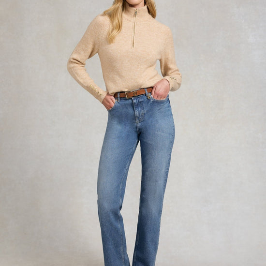 Young Ideas/Henmores - Tori Quarter Zip Knit - Light Camel - XS