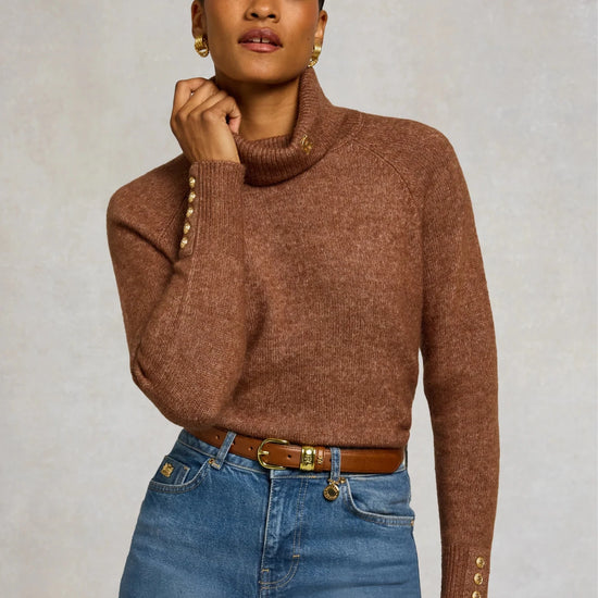 Young Ideas & Henmores -Tori Roll Neck Knit -Latte -L
