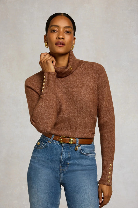 Young Ideas & Henmores -Tori Roll Neck Knit -Latte -L