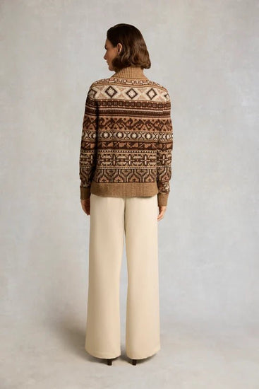 Young Ideas & Henmores -Vostock Roll Neck Knit -Camel Fairisle -L