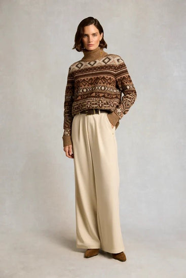 Young Ideas & Henmores -Vostock Roll Neck Knit -Camel Fairisle -L