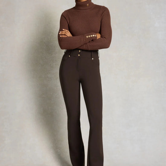Young Ideas & Henmores -Windsor Contour Flare Trouser -Chocolate -10R