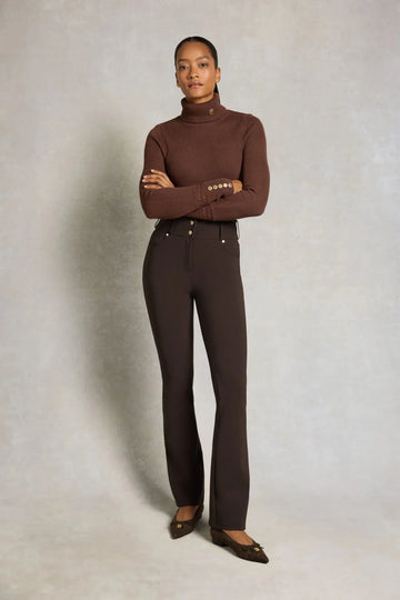 Young Ideas & Henmores -Windsor Contour Flare Trouser -Chocolate -10R