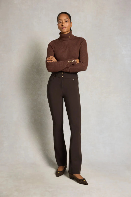 Young Ideas & Henmores -Windsor Contour Flare Trouser -Chocolate -10R
