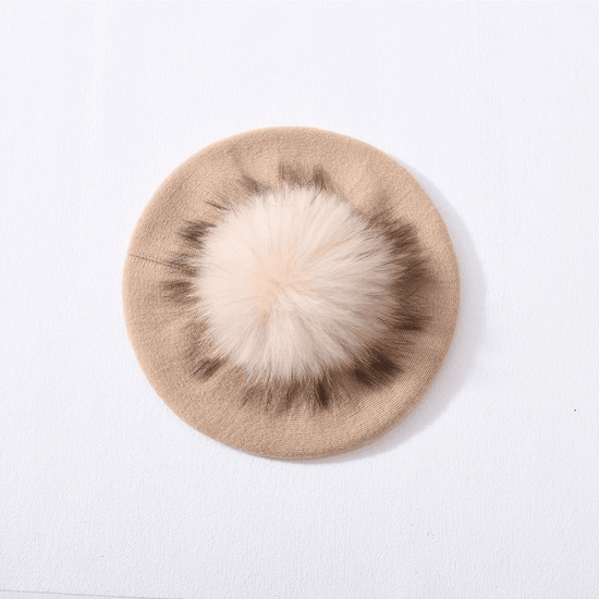 Young Ideas/Henmores - Clarence Beret with Detachable Pom - Pom - Biscuit - OS