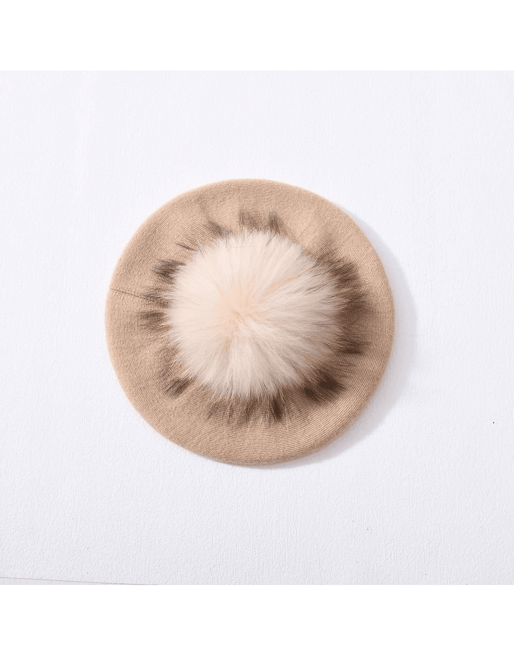 Young Ideas/Henmores - Clarence Beret with Detachable Pom - Pom - Biscuit - OS