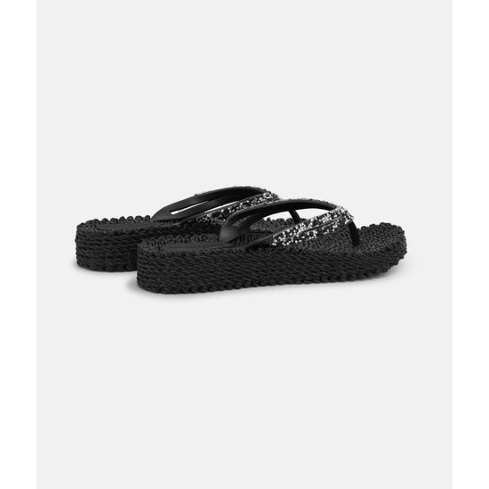Young Ideas/Henmores - Platform Flipflop with Crystals - 001 Black - 4
