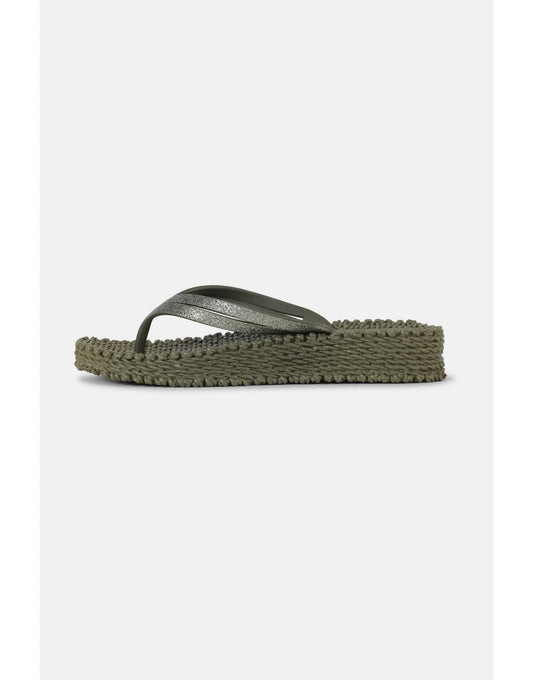 Young Ideas/Henmores - Platform Flipflop with Glitter - 410 Army - 4
