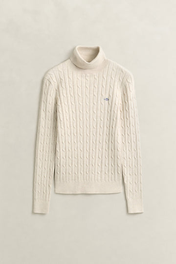 Stretch Cotton Cable Turtleneck Jumper