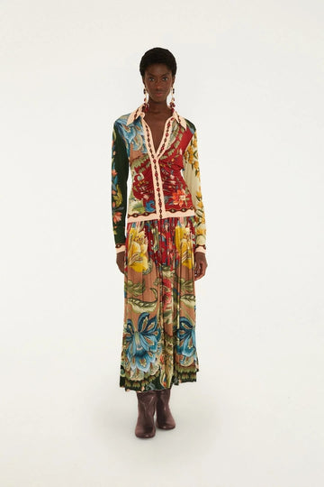 Lunar Boho Multicolor Midi Skirt