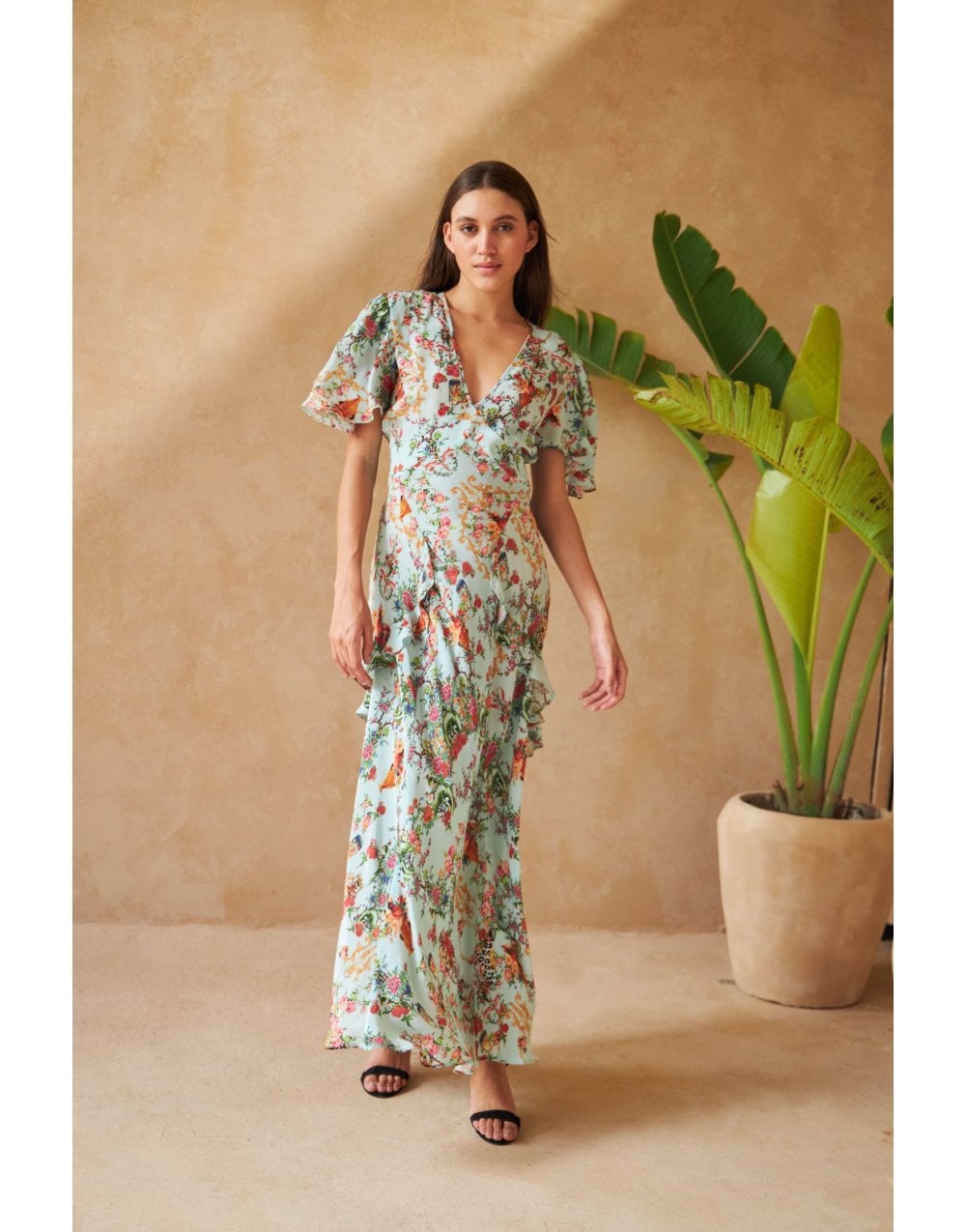 Young Ideas/Henmores - Aster Silk Crystal Front Dress - Zebra Multi - XS