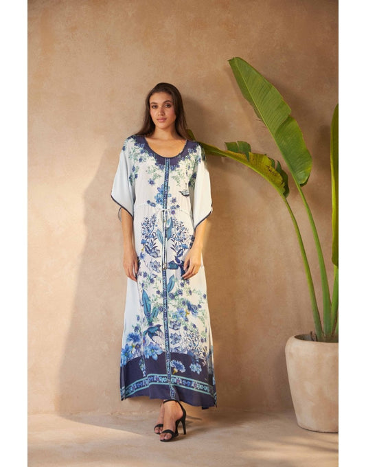 Young Ideas/Henmores - Peony Centre Crystal Dress - Blue Flowers - XS