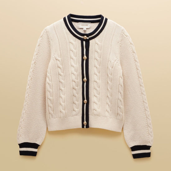 Young Ideas & Henmores - Andie Contrast Placket Cardigan - Cream - XS
