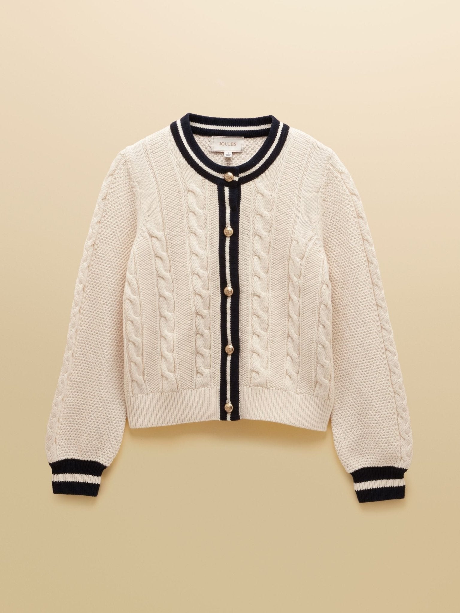 Young Ideas & Henmores - Andie Contrast Placket Cardigan - Cream - XS
