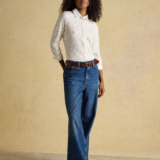 Young Ideas/Henmores - Charlotte Horse Icons Jersey Shirt - Cream/Camel - 8
