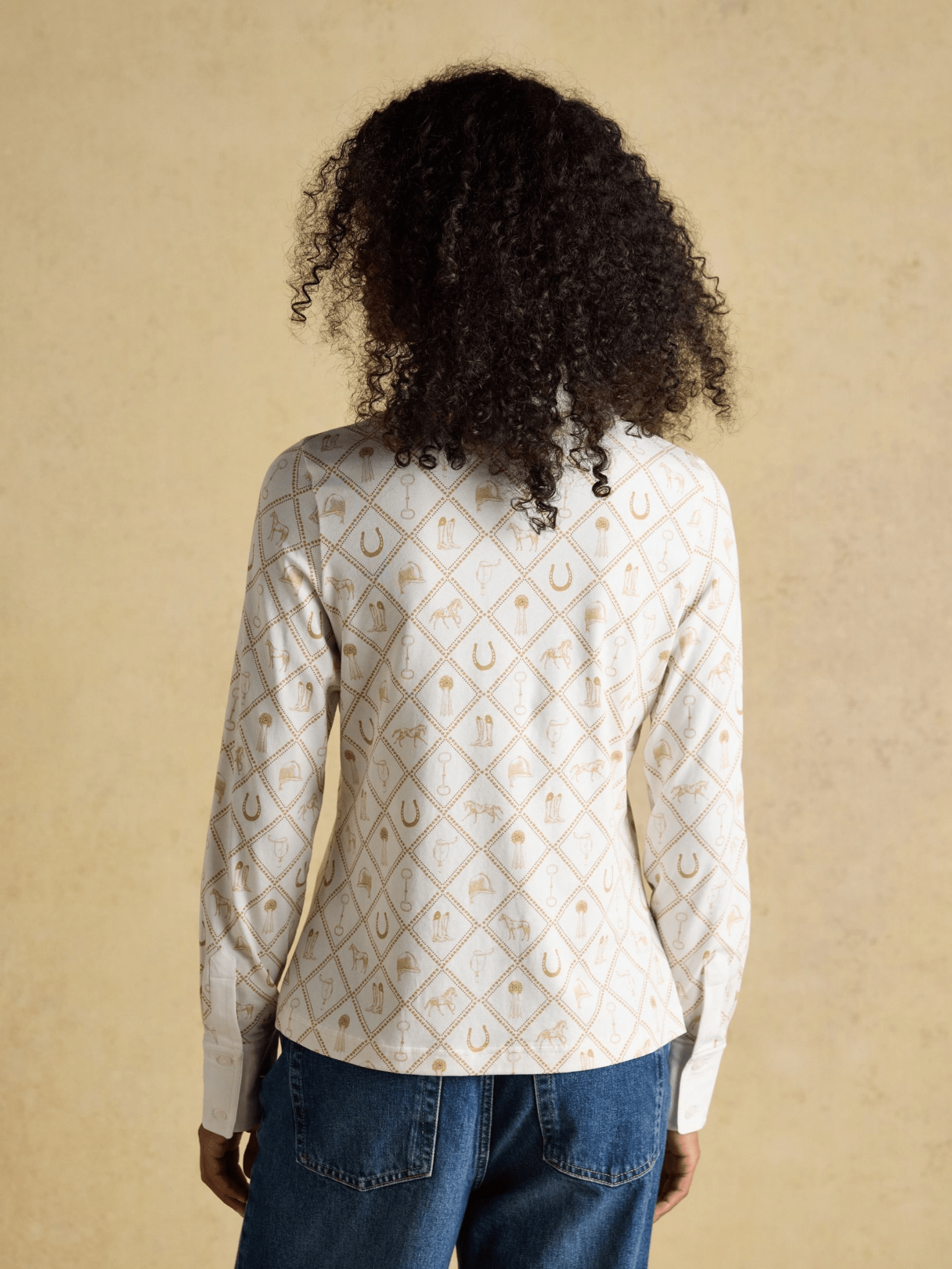 Young Ideas/Henmores - Charlotte Horse Icons Jersey Shirt - Cream/Camel - 8
