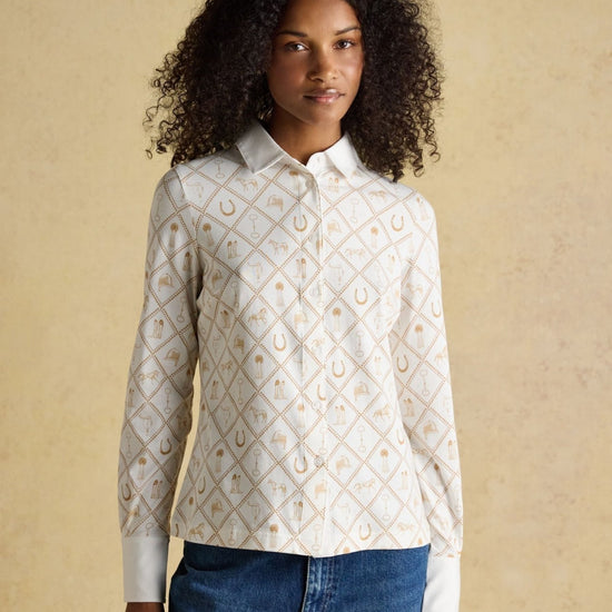 Young Ideas/Henmores - Charlotte Horse Icons Jersey Shirt - Cream/Camel - 8