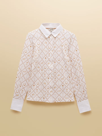 Young Ideas/Henmores - Charlotte Horse Icons Jersey Shirt - Cream/Camel - 8