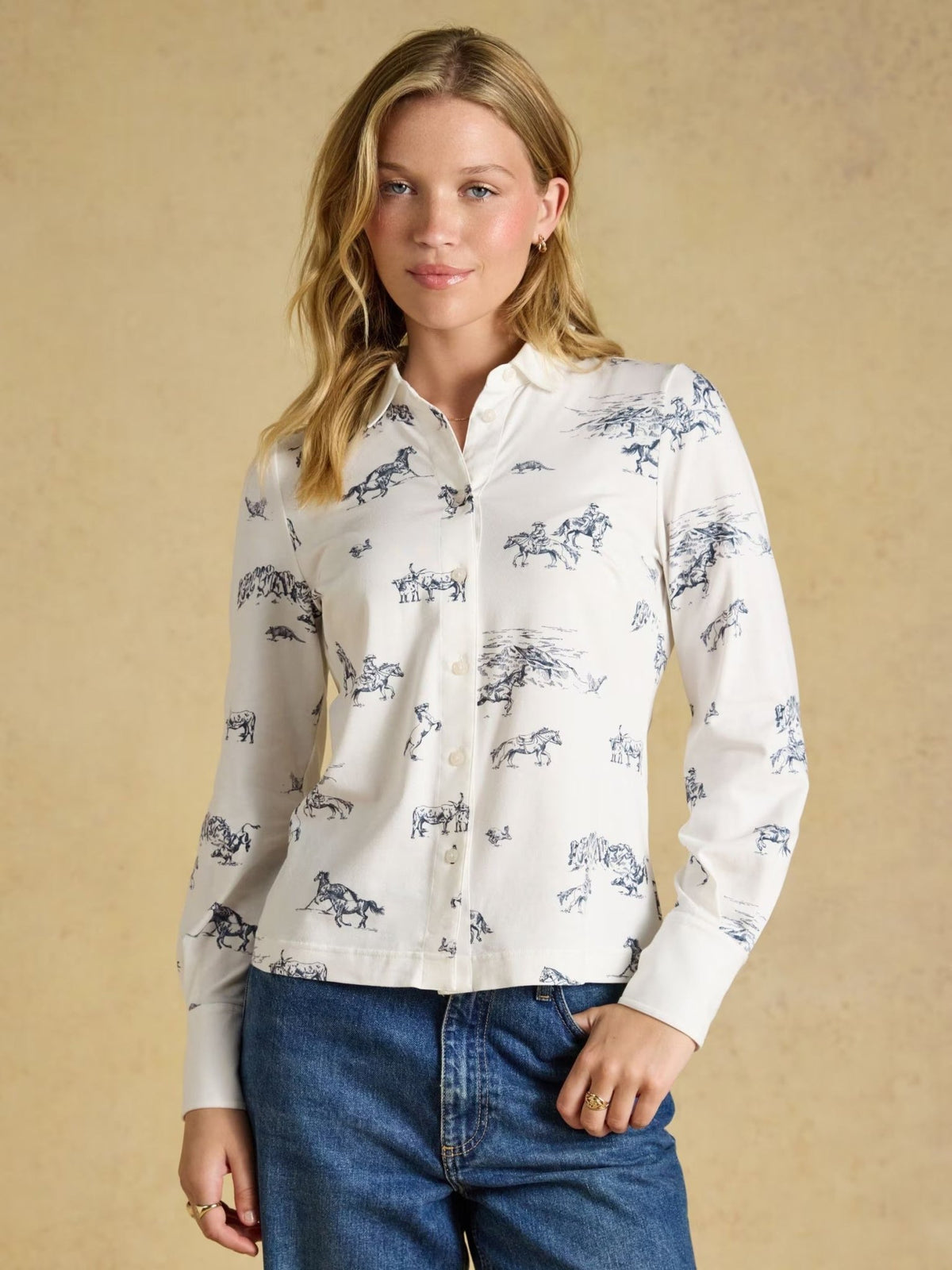 Young Ideas & Henmores -Charlotte Western Jersey Shirt -White Western -8