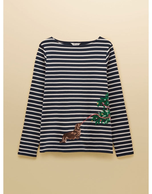 Young Ideas/Henmores - Christmas Harbour Jersey Top - Navy/Cream Jonty - 8