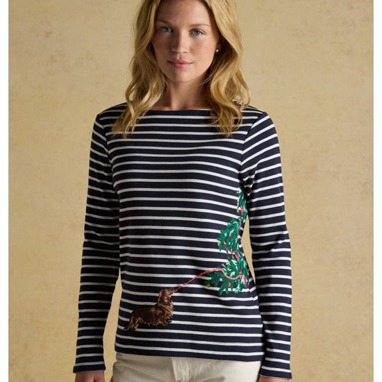 Young Ideas/Henmores - Christmas Harbour Jersey Top - Navy/Cream Jonty - 8