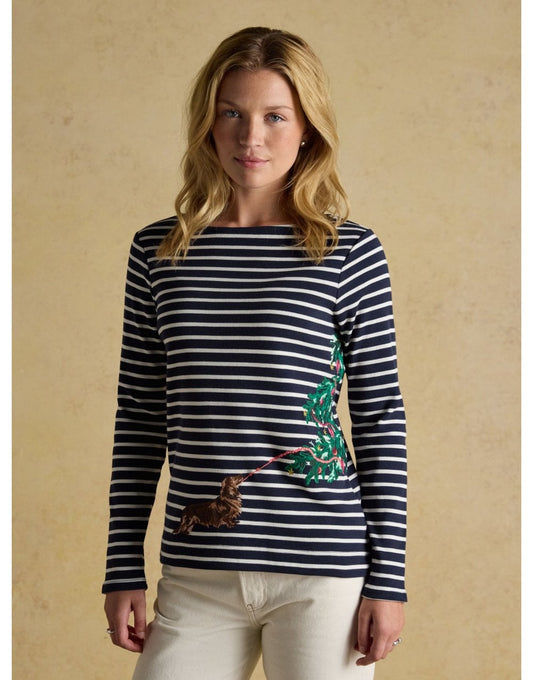 Young Ideas/Henmores - Christmas Harbour Jersey Top - Navy/Cream Jonty - 8