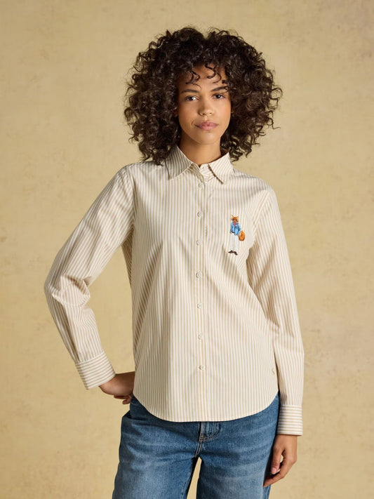 Young Ideas & Henmores -Classic Poplin Jonty Shirt -Tan/White -8