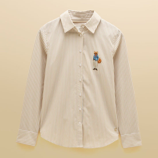 Young Ideas & Henmores -Classic Poplin Jonty Shirt -Tan/White -8