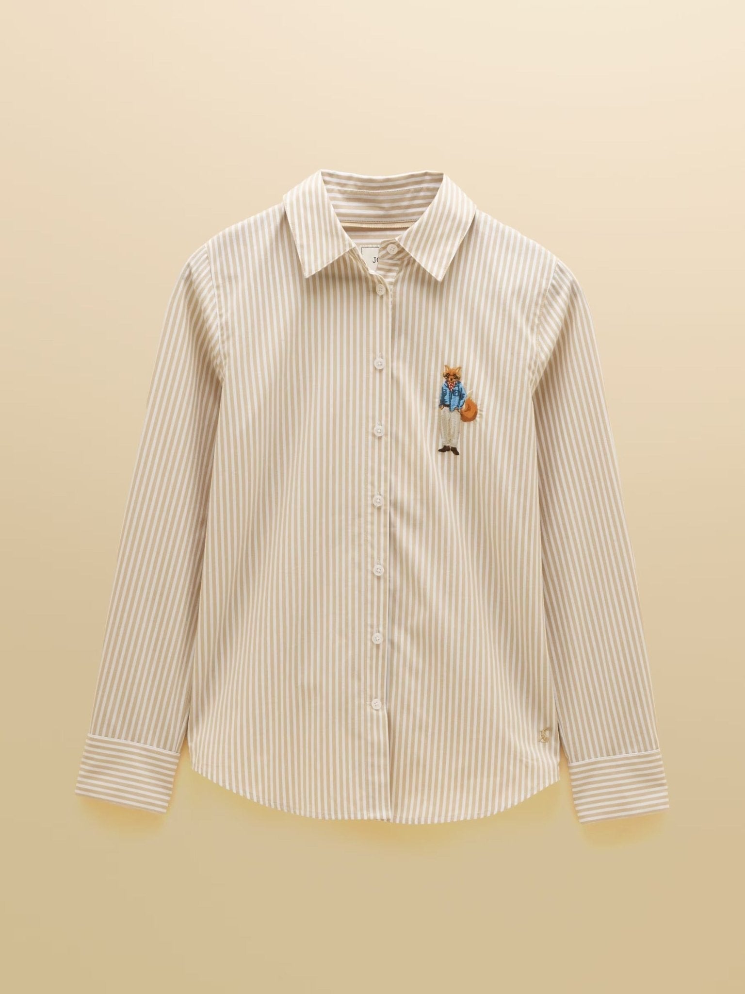Young Ideas & Henmores -Classic Poplin Jonty Shirt -Tan/White -8