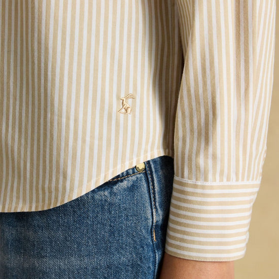 Young Ideas & Henmores -Classic Poplin Jonty Shirt -Tan/White -8