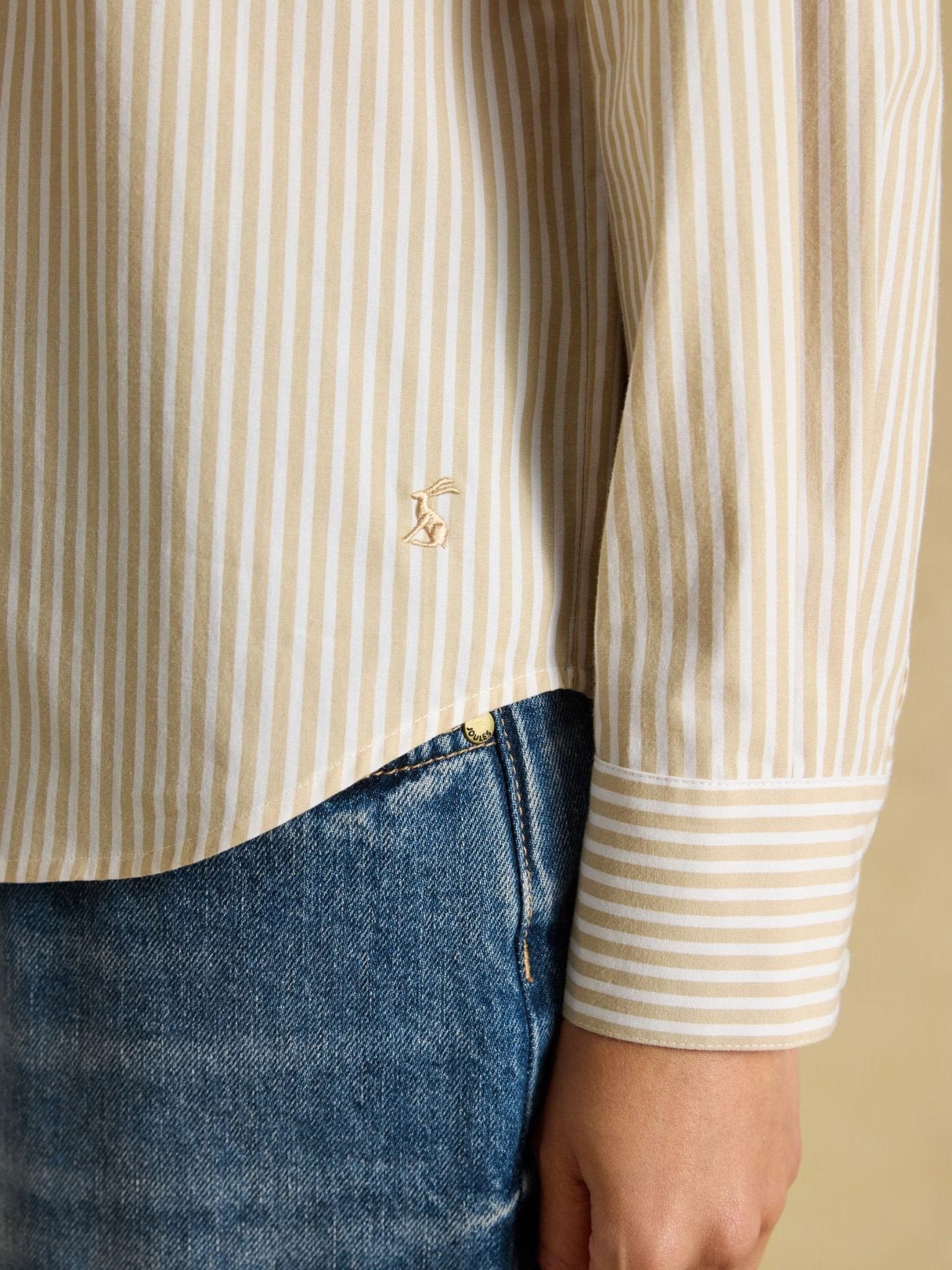 Young Ideas & Henmores -Classic Poplin Jonty Shirt -Tan/White -8