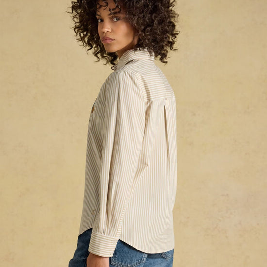 Young Ideas & Henmores -Classic Poplin Jonty Shirt -Tan/White -8