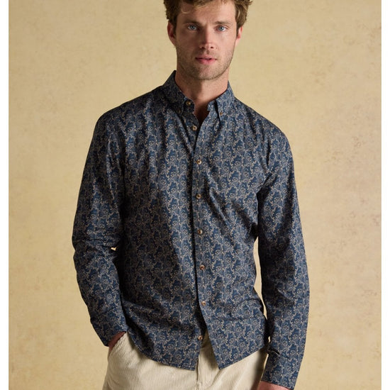 Young Ideas/Henmores - Classic Printed Navy Paisley Shirt - Navy - M